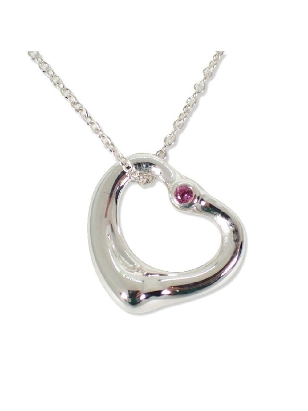 Tiffany & Co 925 Pink Sapphire Open Heart Pendant